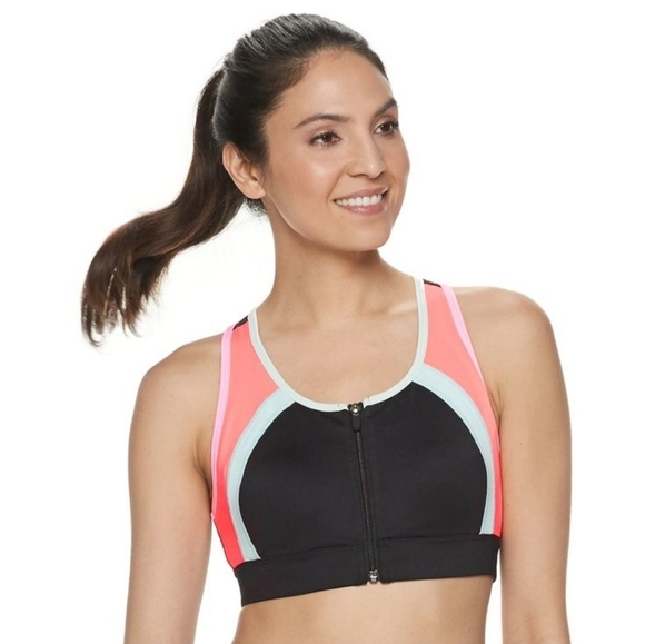 FILA SPORT Pieced Colorful Zip-Front Medium-Impact Sports Bra Size Small EUC - Picture 1 of 13